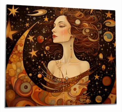 Produktbild von Wallario Herdabdeckplatte aus Glas, Größe 60 x 52 cm 2-teilig, Motiv Kosmische Eleganz