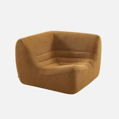 Produktbild von sweeek - Ecksessel mit strukturiertem Bouclé-Bezug, 1-Sitzer - Senfgelb