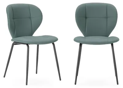 Image de CALICOSY - Lot de 2 chaises avec pieds en métal noir L50 cm - MAURA