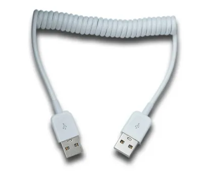 Zdjęcie produktu dla SYSTEM-S Kabel USB 2.0 90 cm typu A z wtyczką do spirali, przedłużany, biały