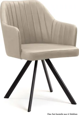 Produktbild von Armlehnstuhl drehbar (6er-Set) Dhana 58x81x60 Schwarz/Natur
