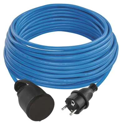 Wetterfestes Verlängerungskabell 20 m / 1 Steckdose / blau / PVC / 230 V / 1,5 mm2