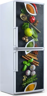 Produktbild von Kühlschrankdekoration 60x180 cm Aufkleber auf dem Kühlschrank - Gewürze Gemüse
