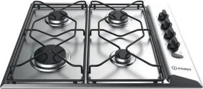 Produktbild von Indesit PAA 642 IX/I WE, Schwarz, Edelstahl, Integriert, 58 cm, Gaskochfeld, Edelstahl, 4 Zone(n)