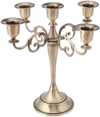 5-armiger Kerzenhalter aus Metall, Gold, für Hochzeit