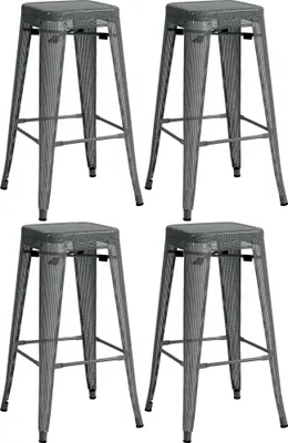 Produktbild von DELUKE® Barhocker 4er Set SEOUL - Grau, Metall | Barhocker ohne Lehne Barstuhl Tresenhocker Tresenstuhl Kneipenhocker Kneipenstuhl