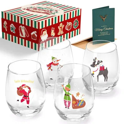 Produktbild von Kerstbekers 4-teilig, Glühweingläser, 520 ml, Weihnachtsgeschirr für die Küche