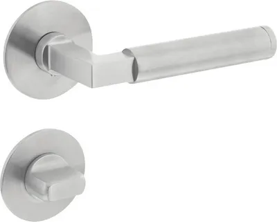 Produktbild von Rosettengarnitur Intersteel Baustil WC auf Magnet Rosette rund edelstahl gebürstet