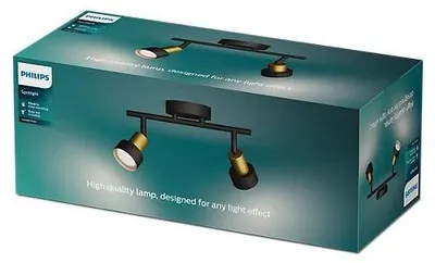Immagine prodotto di Philips 8720169299894 Faretto da incasso a soffitto/spot 2xGU10 nero, ottone, ClickFix