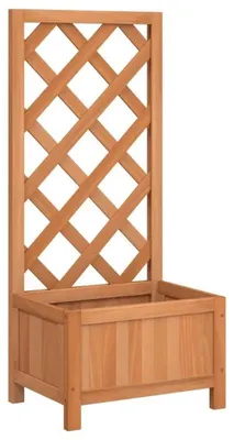Image de Pot de fleurs avec treillis grimpant - Jardinière en bois massif de pin - Avec support pour plantes grimpantes - 40 x 30 x 90 cm - Marron