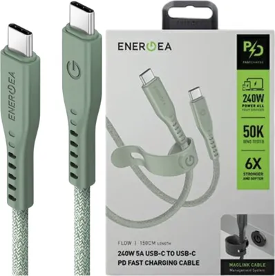 Produktbild von Energea Kabelfluss Usb-C - Usb-C 1.5M Grün/Geen 240W 5A Pd Schnellladung