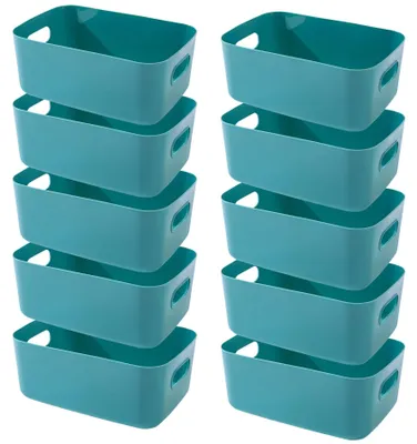 Obrázek produktu pro Omgoods – Plastové úložné boxy s rukojeťmi – Sada 10 kusů, vhodné do kuchyně a koupelny