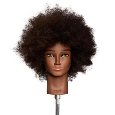 Produktbild von L`Image Üb.kopf Marsha 25cm mittelbraun Echthaar Afro Übungskopf