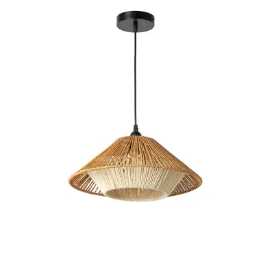 Immagine prodotto di Lampada a sospensione Ø40 cm in carta intrecciata, stile giapponese Wabi-Sabi, design artigianale, attacco E27, per soggiorno, sala da pranzo o camera da letto