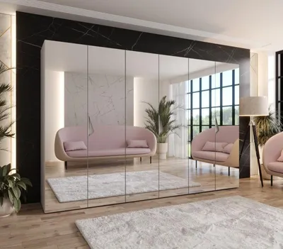 Produktbild von Großer Spiegelschrank 300 cm AMARIS 3 - Kaschmir / Kaschmirgriffe