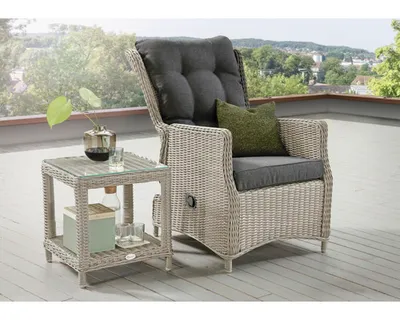 Zdjęcie produktu dla Zestaw balkonowy Destiny CASA RELAX fotel + stolik boczny 46x46x50cm, biel vintage