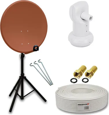 Produktbild von PremiumX Camping SAT Anlage 80cm Antenne Single LNB F-Stecker Kabel Stativ