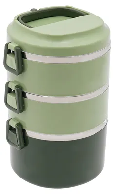 Produktbild von Mittagessenbox, 3-stufig, isoliert, grün, 3, 3