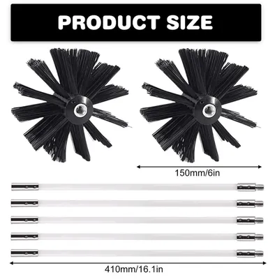Image de Kit de brosses pour cheminée comprenant 18 tiges flexibles de 410 mm et 2 têtes de brosse