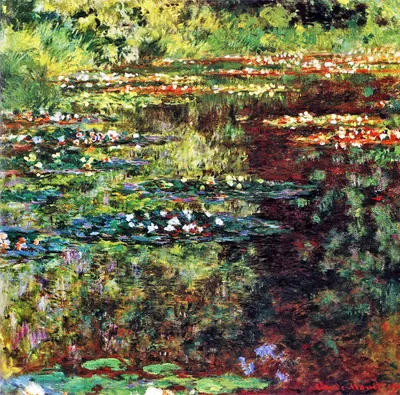 Produktbild von Legendarte - Kunstdruck auf Leinwand - Der Seerosenteich Claude Monet - Wanddeko, Canvas cm. 90x90