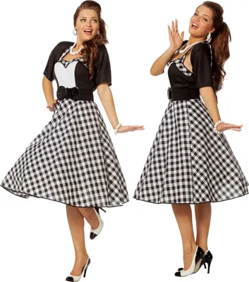 Produktbild von 50er Jahre Kleid Kostüm Rock n Roll Rockabilly Damen Vintage Retro Set Fifties Gr. 34