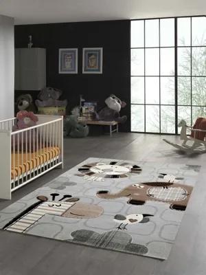 Produktbild von Kinderteppich Zootiere grau Größe - 200 x 290 cm