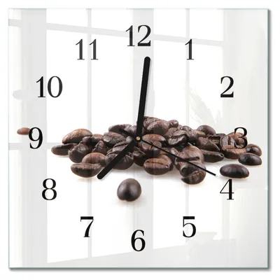 Produktbild von Tulup Glasuhr Wanduhr Küchenuhr Echt-Glas 30x30 cm Modern Dekorativ Geräuschlos Schwarzen Zeigern - Kaffeebohnen