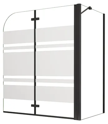 Produktbild von Duschspa 90x140cm Schwarz Badewannenaufsatz Streifenglas 2-teilig Klappbar Duschabtrennung mit 65cm Seitewand