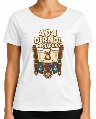Immagine prodotto di 404 Dirndl non trovato. Maglietta divertente a tema  , abbigliamento tradizionale, pantaloni in pelle, maglietta da donna, bianca, taglia 3XL
