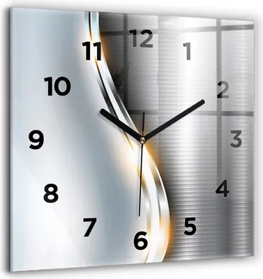 Produktbild von Wallfluent Große Wanduhr – Stilles Quarzuhrwerk - Uhr Dekoration Wohnzimmer Schlafzimmer Küche - Zifferblatt - schwarze Zeiger - 60 cm - Metallische Abstraktion