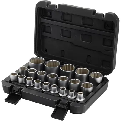 Image de Coffret de douilles à cliquet de 21 pièces, 1/2 pouce, avec jeu de clés à douille de 8 à 36 mm, en acier CR-V, pour douilles hexagonales et à douze pans