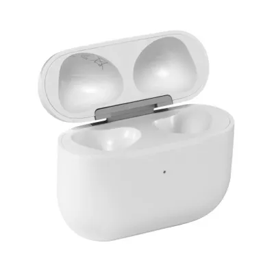 A white charging case for Apple AirPods 3rd generation, with the lid open.