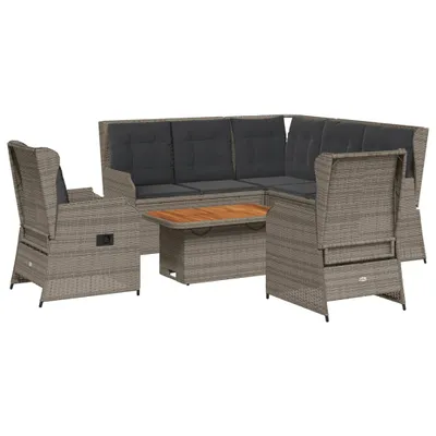 Obrázok produktu pre vidaXL 6-dielna záhradná súprava s vankúšmi Grey Poly Rattan