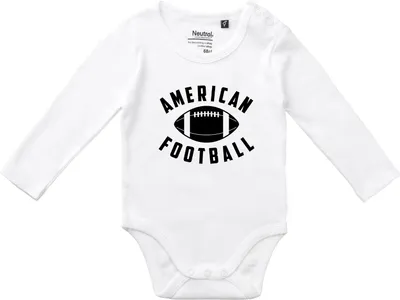 Produktbild von Huuraa Baby Body American Football Ball 74 White  Baumwolle Fairtrade Langarmbody Geschenkidee