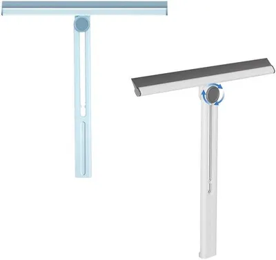 Immagine prodotto di Tergivetro da doccia pieghevole, ruotabile a 360°, bianco-blu, largo, per doccia e bagno