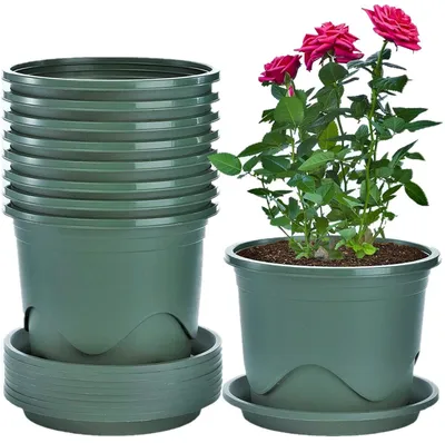 Image de TRANKIELO® - Lot de 6 pots de fleurs en plastique, diamètre 16 cm – contrôle des racines, pot décoratif – idéal pour l'intérieur et l'extérieur