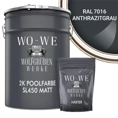 Produktbild von 2K Poolfarbe Poolbeschichtung Schwimmbadfarbe SL450 MATT Anthrazitgrau RAL7016 - 2,5kg