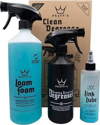 Immagine prodotto di Peaty's Wash Degrease Lubricate Starter Pack 1 L-500 ml-120 ml Ciclo Pulizia e Manutenzione