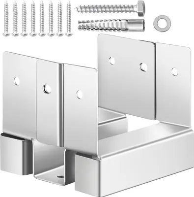 Produktbild von VEVOR Pfostenträger, 10 Stk., Innenmaß 89,6x90,5 mm für 88,9x88,9 mm Pfosten, Betonpfostenanker, Pfostensockel aus Kohlenstoffstahl mit 25,4 mm Abstandshöhe, für Betonpergolen & Terrassen