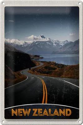 Produktbild von Blechschild Reise 20x30cm Neuseeland Meer Straße Natur Urlaub