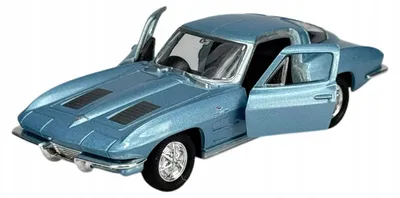 Immagine prodotto di Welly, modello in metallo della Chevrolet Corvette C2 del 1963, colore blu, scala 1:34, confezione: scatola, codice prodotto: 43733