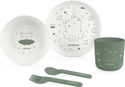 Produktbild von Miniland ECO-freundliches Essset für Kinder, 5-teilig, Frosch