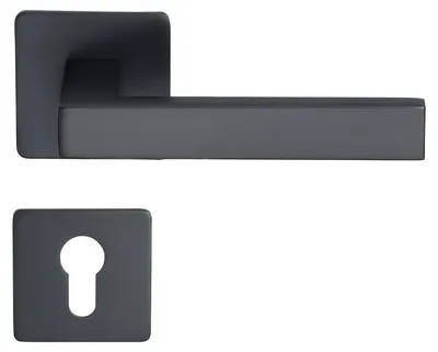 Produktbild von Trento Fenstergriff MeinTürgriff Flachrosette schwarz Türdrücker eckig BB PZ WC