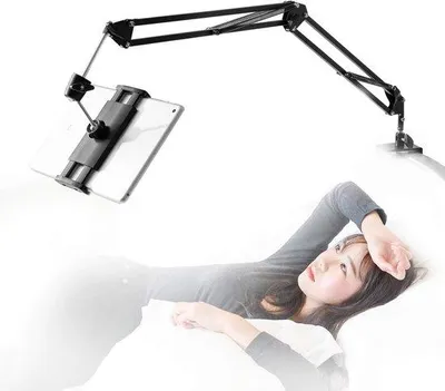 Produktbild von Famanu Tabletständer mit Aluminiumarm 360 Grad drehbar für Tablet und Smartphone