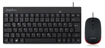 Produktbild von PERIDUO-212 Verkabeltes Mini-Tastatur und Maus-Set USB-Verbindung Deutsches Layout Kabelgebunden Schwarz