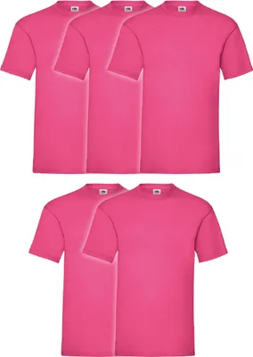 Produktbild von 5er Pack Fruit of the Loom Valueweight T-Shirt + GRATIS MyShirt Stoffbeutel Farbe: fuchsia Größe: L