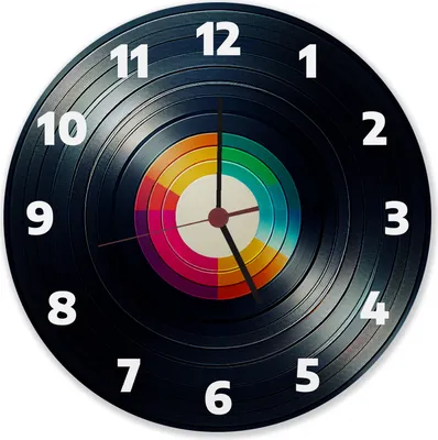 Produktbild von Leise Wanduhr aus Alu im Schallplatten-Design, 28 cm Durchmesser, U.T.S. Uhrwerk