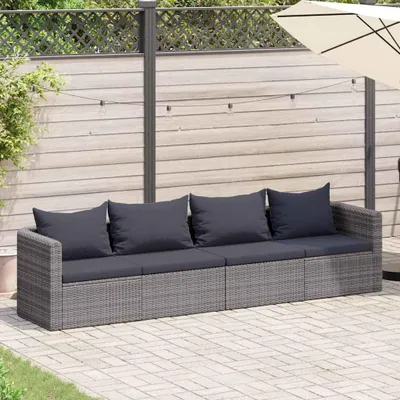 Obrázok produktu pre vidaXL 4-dielna záhradná sedacia súprava s vankúšmi Grey Poly Rattan