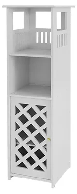 Produktbild von Badezimmerschrank - Schmaler Eckschrank - 22 x 22 x 78 cm - Kunststoff - Mit Tür und Regalen - Für Toilettenpapier - Montage erforderlich - Weiß