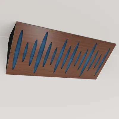 Obrázek produktu pro Balení po 2 kusech – Úzká akustická rohová basová past s sametovým potahem | 23 x 50 x 10 cm | Odraz – zvuková izolace | [PULSE (Horizont) – ořech | modrá]